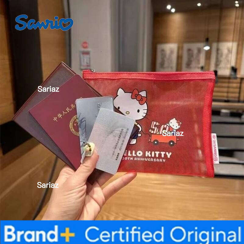 Sanrio Hello Kitty Mesh Cosmetic Kawaii Waterproof Clutch Bag Cartoon Printed Makeup Organizer Large Capacity Toiletry bag H260129