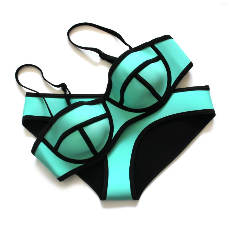 Women's Swimwear hot girl beachwear F4297 Multi Colour Neoprene Bikini Women Sexy Set Quick drying breathable sexy swimsuit set