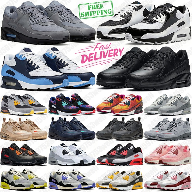 free shipping 90s 90 running shoes mens trainers Mesh Leather Black White Photon Dust Raptors Cargo Khaki women men outdoor designer sneakers wholesale