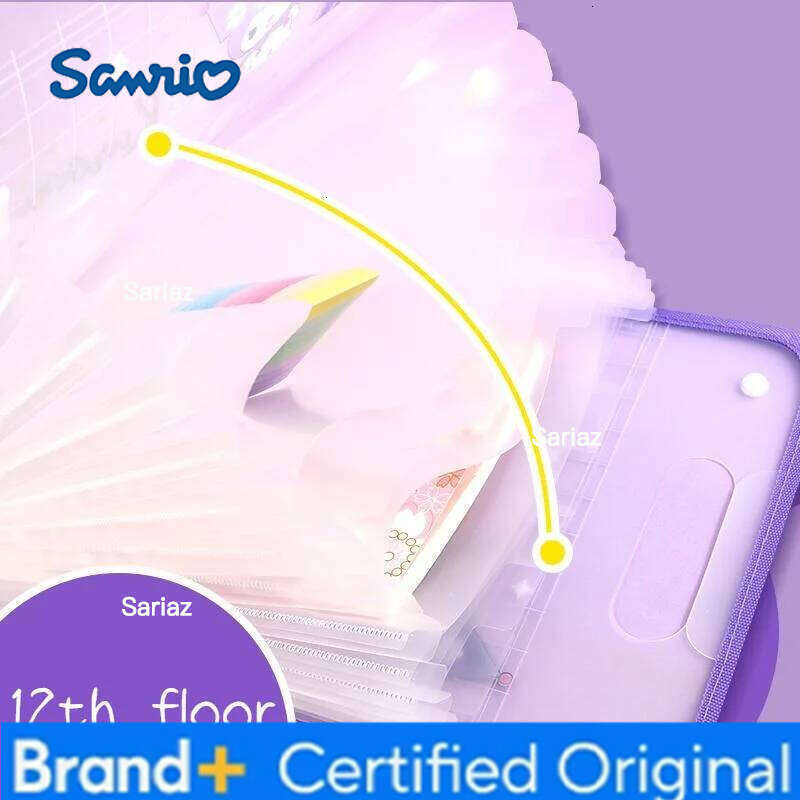 Sanrio Exam Papers 12 Grids File Folder Document Bag Cute Kuromi Pachacoo Melody A4 Portable Storage Organ B H260129