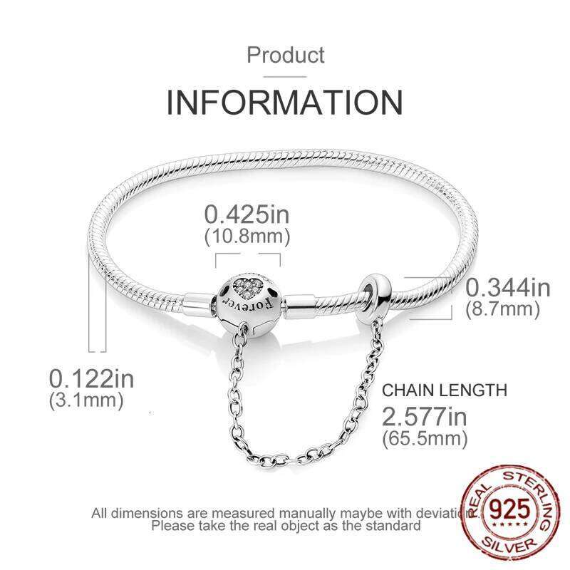 925 Sterling Silver Original 17-20CM Stars Shell Safety Chain Zircon Bracelet For Women's Charms DIY Beads Jewelry Gift H260129