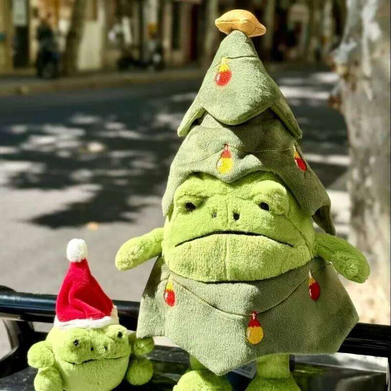 Christmas Rain Frog Plush Toy UK Style Stuffed Animal Doll Holiday Home Decor Xmas Gift For Kids Festive Ornament Y260128