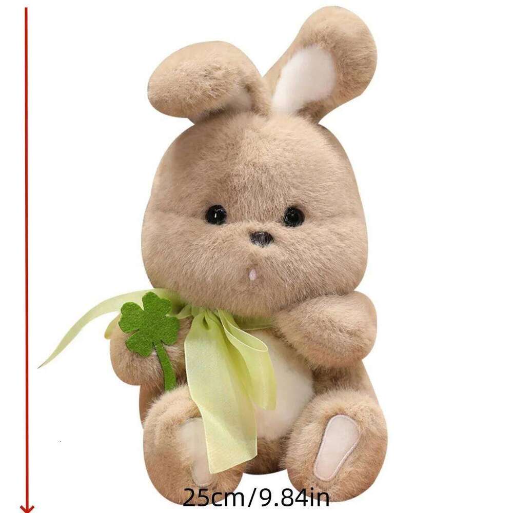 1pc 25cm/9.84in Cute Clover Ribbon Sleeping Pillow Comfort Little White Rabbit Doll Ragdoll Plush Toy Y260128