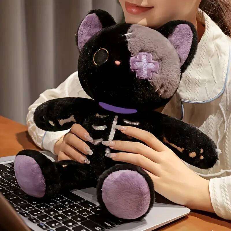 35cm 2 Colors Toys Unique Stuffed Animals Skeleton Cat Plush Doll Eid Mubarak Halloween Gifts Y260128