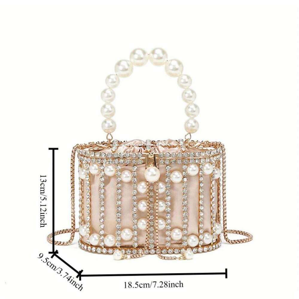 JIOMAY Luxury 2025 Women'S Bridal Wedding Purse Party Prom Rhinestone Pearl Woven Crossbody Bag Fashion Evening Bags - view 7