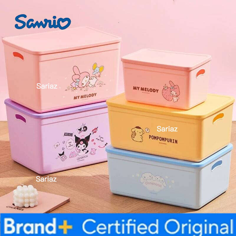 Sanrio Cartoon My Melody Square with Lid Household Storage Box Miscellaneous Organizing Plastic Storages Boxs Gifts H260129