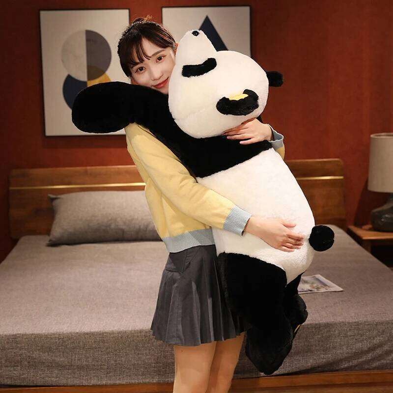 60cm-120cm Giant Panda Plush Toys Soft Sleep Pillow Cartoon Animal Bear Stuffed Baby Doll Classic Kids Birthday Christmas Gifts Y260128
