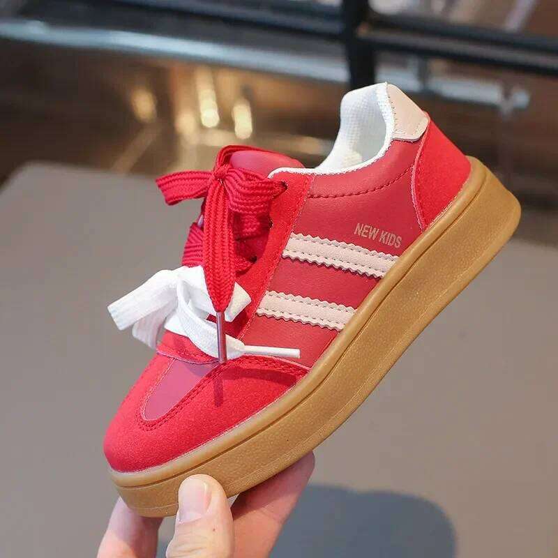 Child Sneakers Girl's Shoes Suede Splicing Kids Children's Hook Loop Lace Up Casual Shoe 2025 Spring Girl Boy Trainers for 26-36 Y260128
