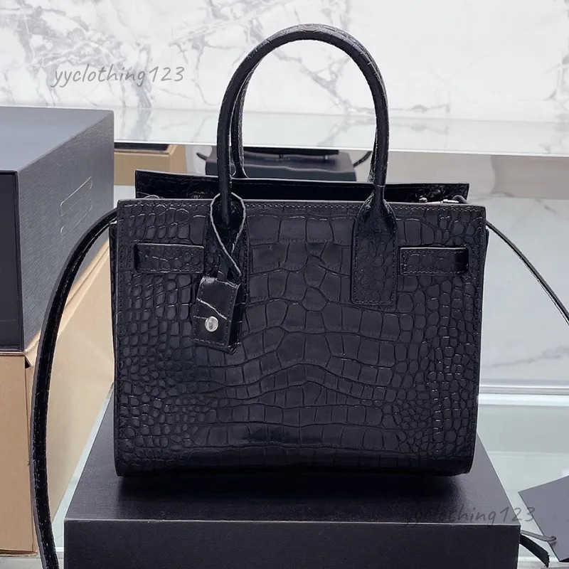 Organ Tote womens crossbody handbags Designer Bag Sac De Jour Shoulder Bags 26cm 22 Cm Crocodile Grain Calfskin With Lock Hasp Black Handbag New