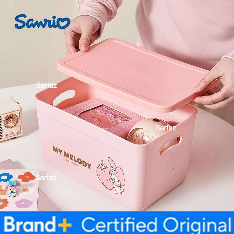 Sanrio Cartoon My Melody Square with Lid Household Storage Box Miscellaneous Organizing Plastic Storages Boxs Gifts H260129