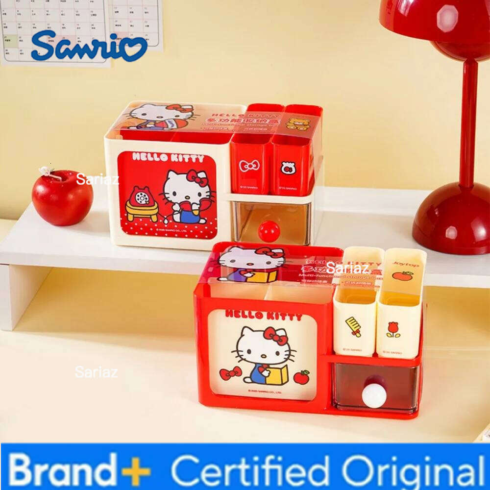 Sanrio Genuine Mark Pen Holder Hello Kitty Desk Organizers Shelves Desktop Stationery Bookshelf Home Office Storage Box Gifts H260129