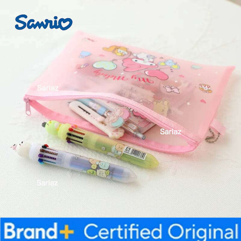 Sanrio Hello Kitty Case MyMelody Kuromi Transparent Pencil Storage Bag Student Stationery Organizer Pouch School Office Supplies H260129