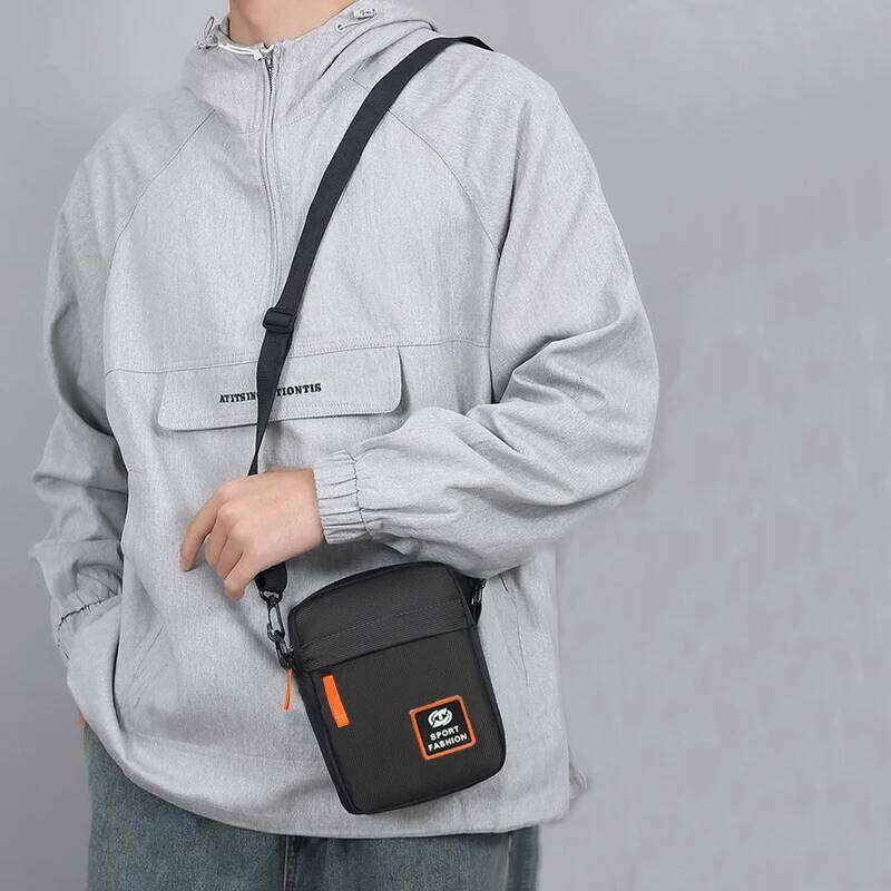 Men's single-shoulder cross-body with multi-layer zippers, trendy color contrast, and casual messenger style bag XJ260129