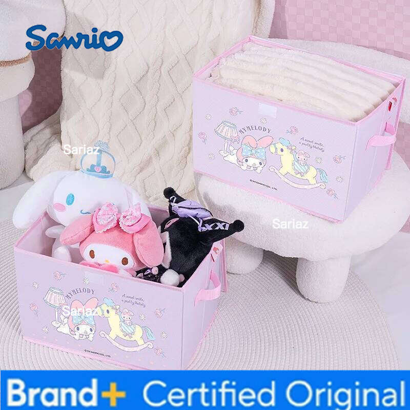 Sanrio Anime Flip-top Cartoon Kuromi Peripheral Sundries Storage Box Large-capacity Clothes Dust-proof Storages Boxs H260129