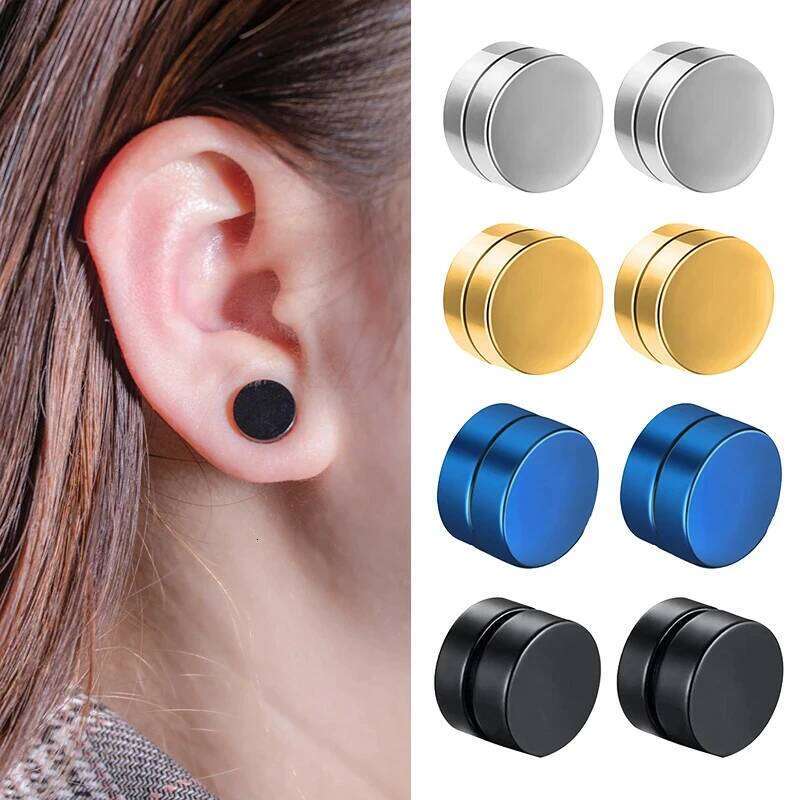 6mm/8mm/10mm/12mm Round Circle Strong Magnet Magnetic Mens Ear Clip Non Piercing Fake Earrings Jewelry 26W0129