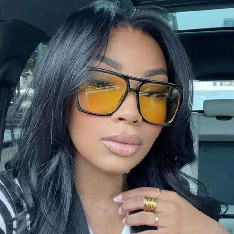 New Vintage Double Bridge Gradient Sunglasses Women Oversized Square Frame Luxury Shades Sun Glasses Female Pilot Eyewear H260129