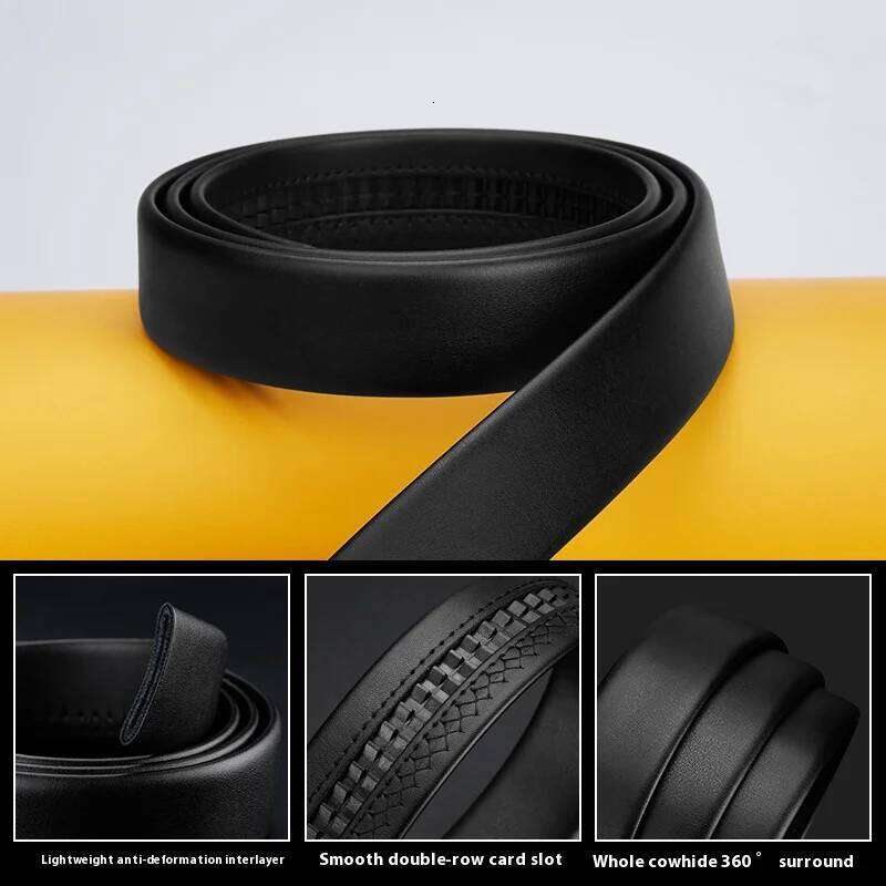 Fashion Designer Men's Genuine Leather 3.5cm Automatic Ratchet Belt, Luxury Brand Belt for Men X260128