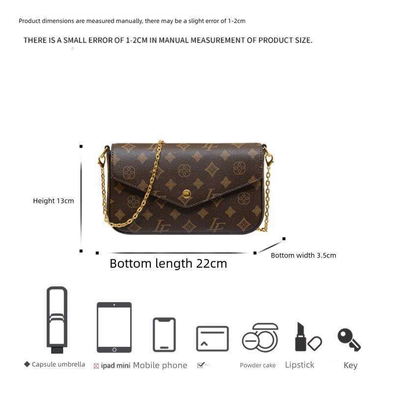 2025 New High-End Fashion Commuter Versatile Single Shoulder Crossbody Retro Niche Print Color-Block Chain Bag
