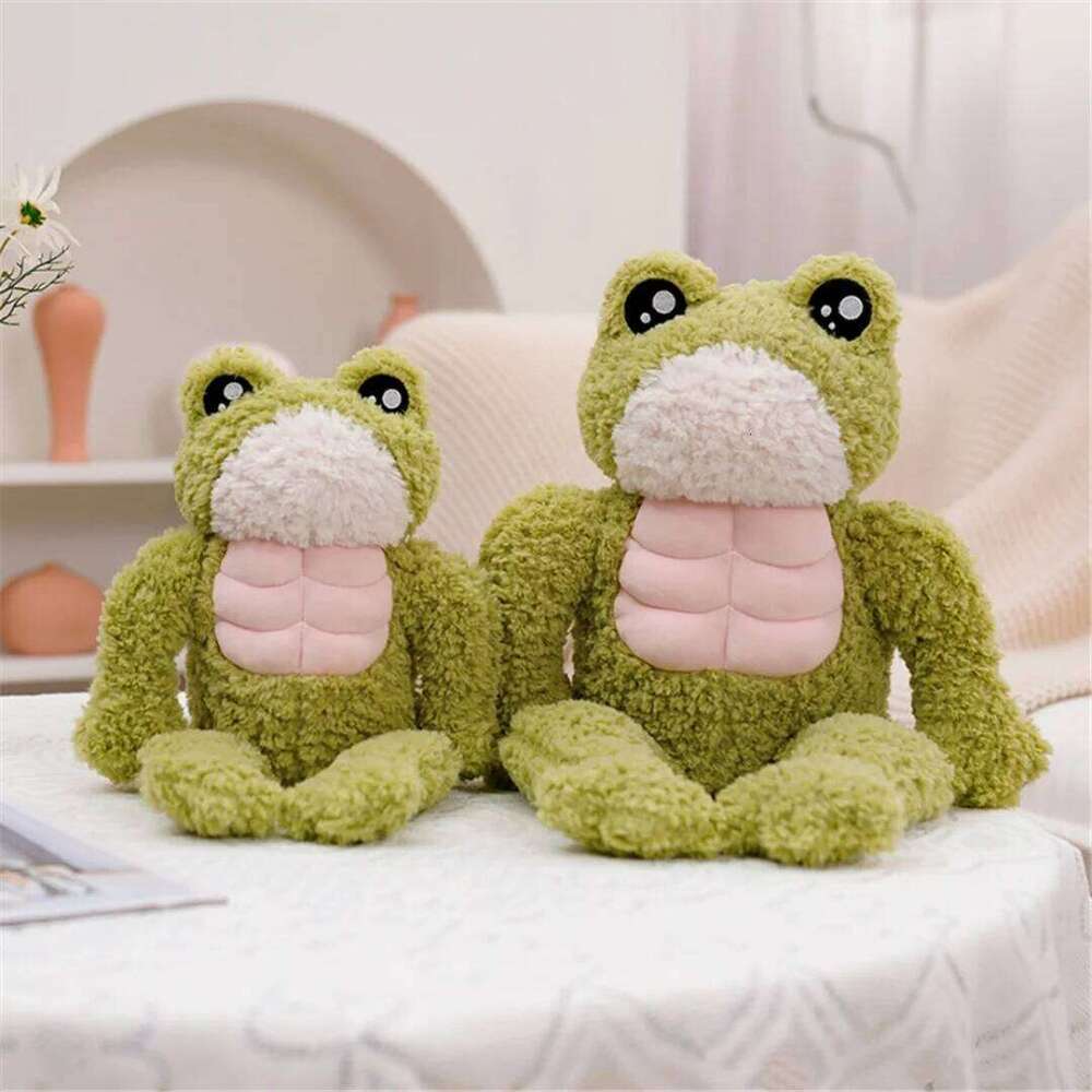 1pcs35cm cute muscular frog plush toy funny boyfriend to sleep pillow doll birthday gift Y260128