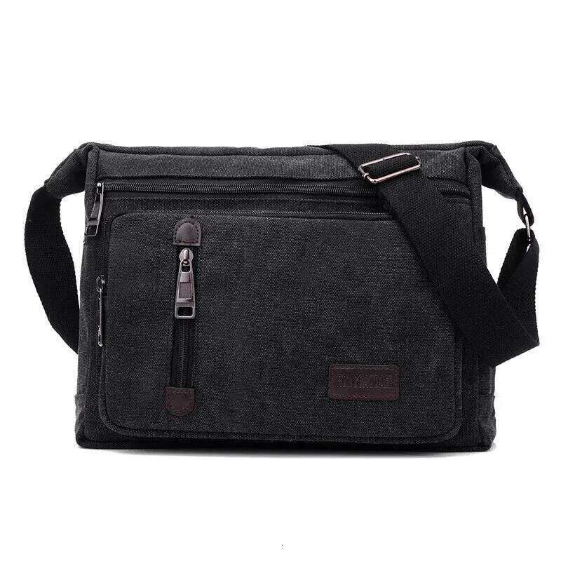 Canvas Shoulder Bag Bottle Men Women Casual Simple Fashion Retro Crossbody Cross Square Multi Layered XJ260129