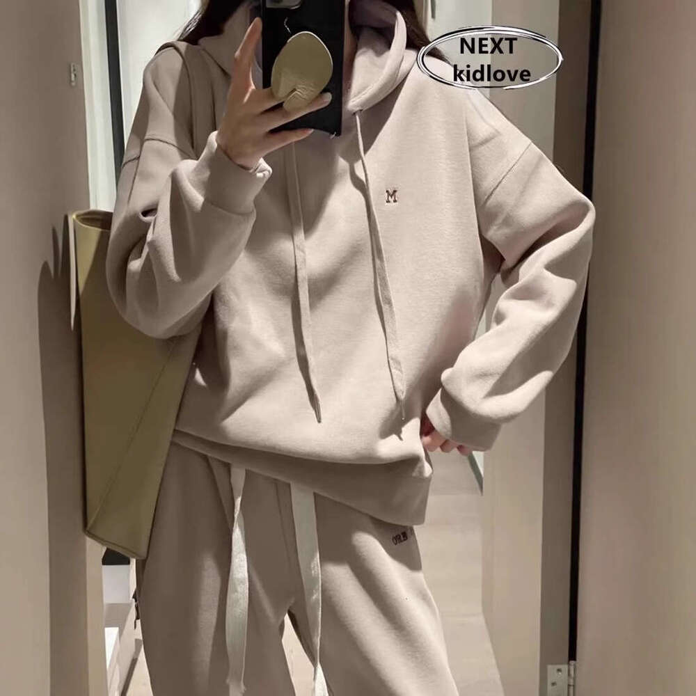 European Style Spring Autumn Hooded Sweatshirt And Sweatpants Fashion Women's Set Casual Loose Slimming Two-Piece Trendy Outfit