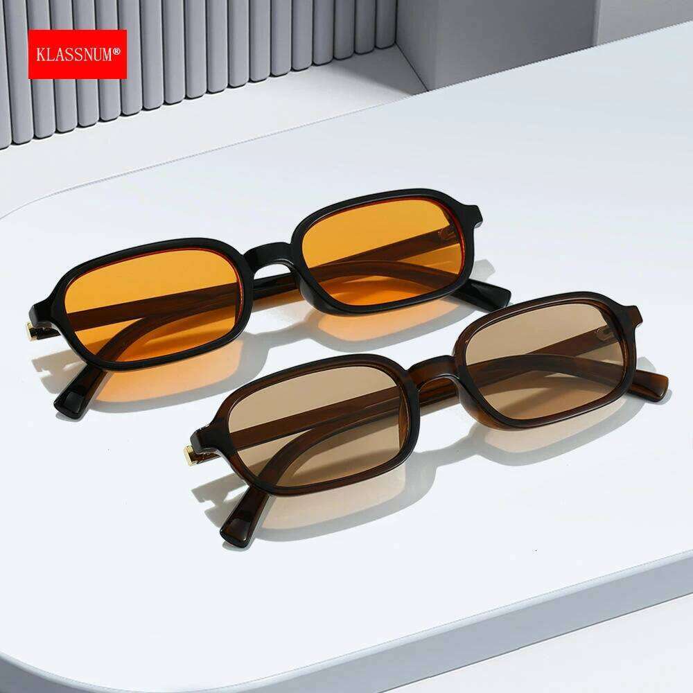 KLASSNUM Vintage Sunglasses Men Women 2025 Trendy Eyewear Rectangle Sun Anti UV400 Shades Eyepiece Small Square Glasses H260129