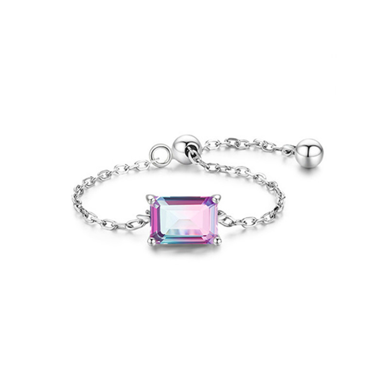 luxury diamond band designer ring for woman wedding link chain 925 sterling silver pink green 5A zirconia oval heart gold rings friend gift box openin