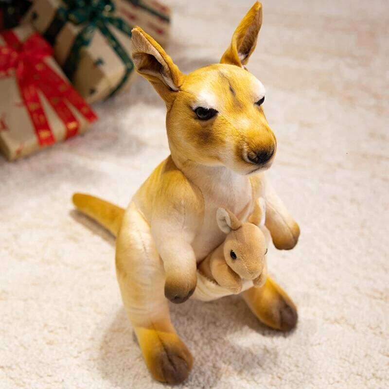 35cm Simulated Mother and Child Stuffed Animals Specially Realistic Kangaroo Kids Birthday Xmas Gifts Toys Home Y260128