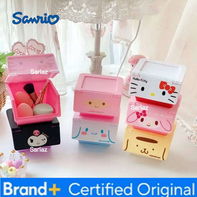 Sanrio Hello Kitty Desktop Clamshell Kuromi Melody Cinnamoroll Pochacco Jewelry Trash Storage Box Christmas Gift H260129 H260129