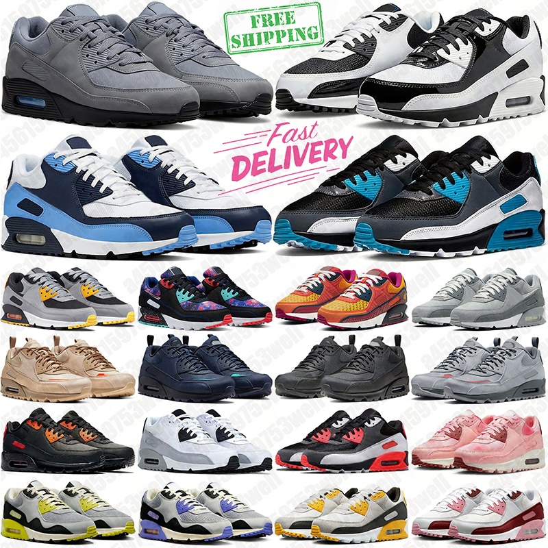 free shipping 90s 90 running shoes mens trainers Mesh Leather Black White Photon Dust Raptors Cargo Khaki women men outdoor sports designer sneakers hotsale