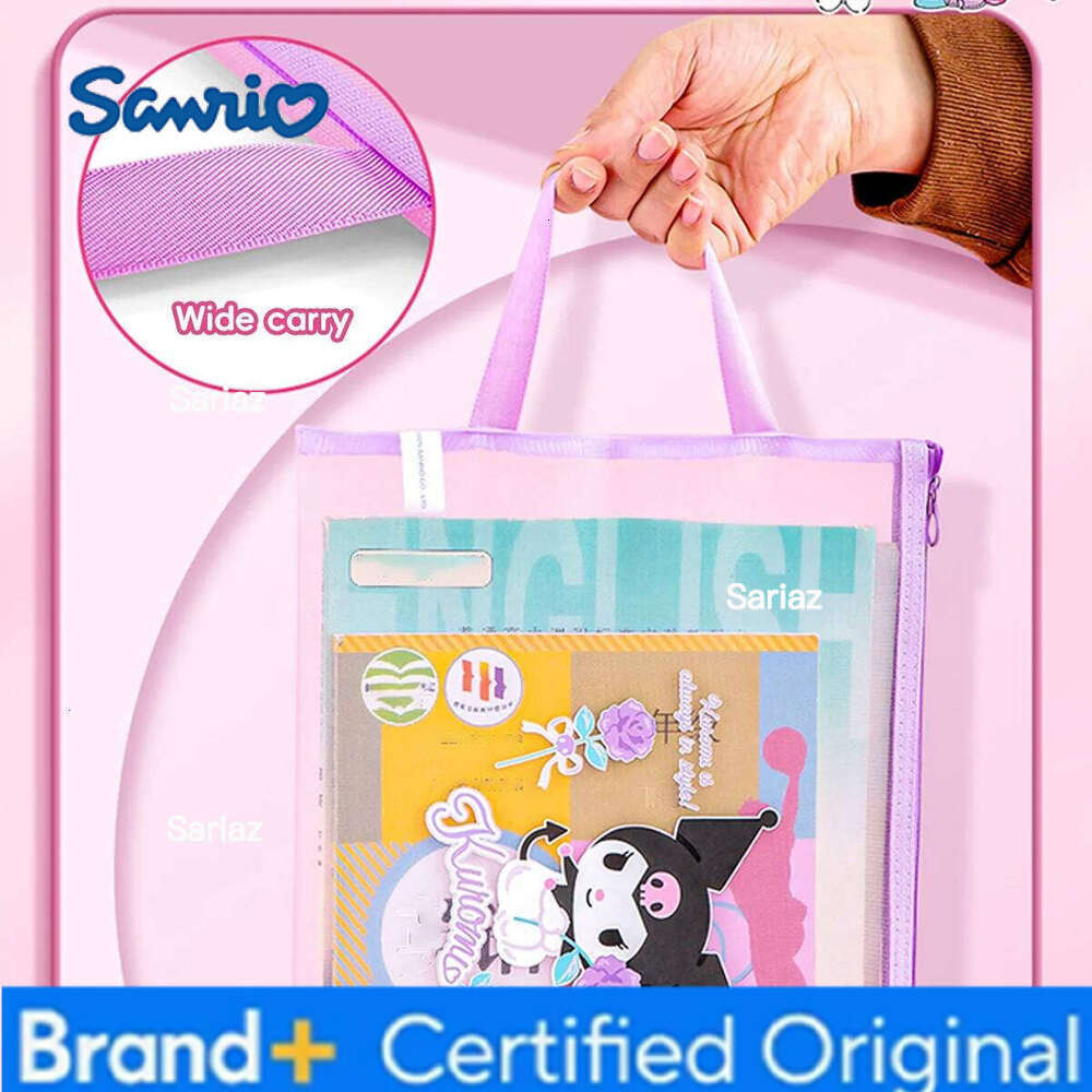 Sanrio Mesh File Double Layer Transparent A4 Size School Organization Students Teachers Office Document Holder Storage Bag H260129