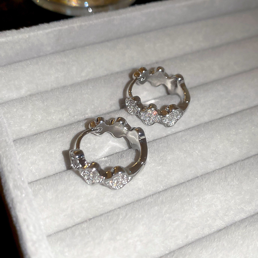 Korean Style Ins Zircon Flower Minimalist Casual Fashion Elegant Versatile Light Luxury Niche Earrings for Women - view 7