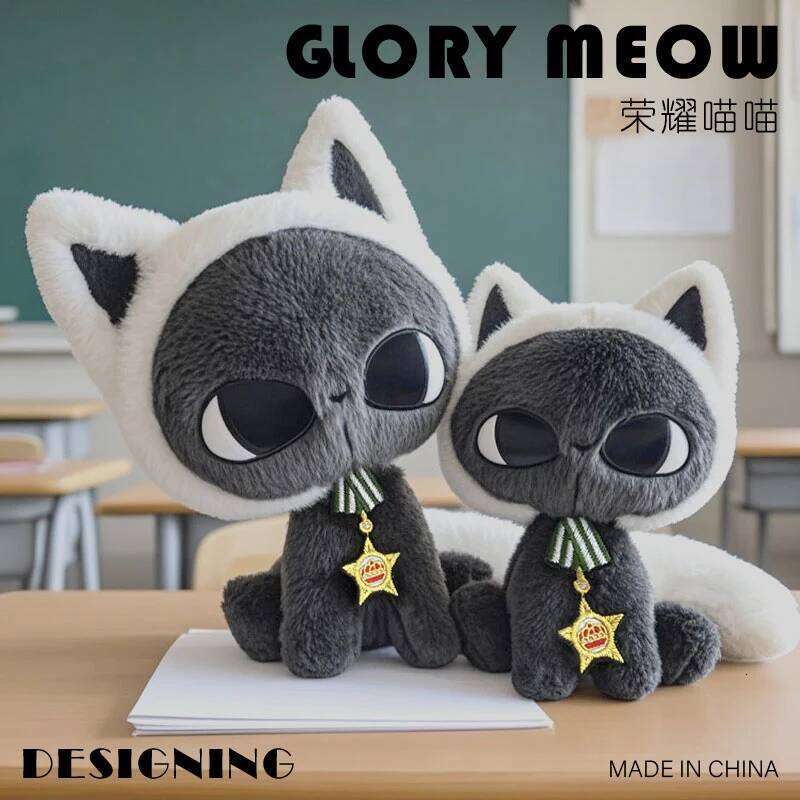 25cm/35cm Moonlight Stuffed Animal Elegant Black Cat with Starry Night Pattern Kawaii Celestial Gift Girls&Witchcore Lovers Y260128