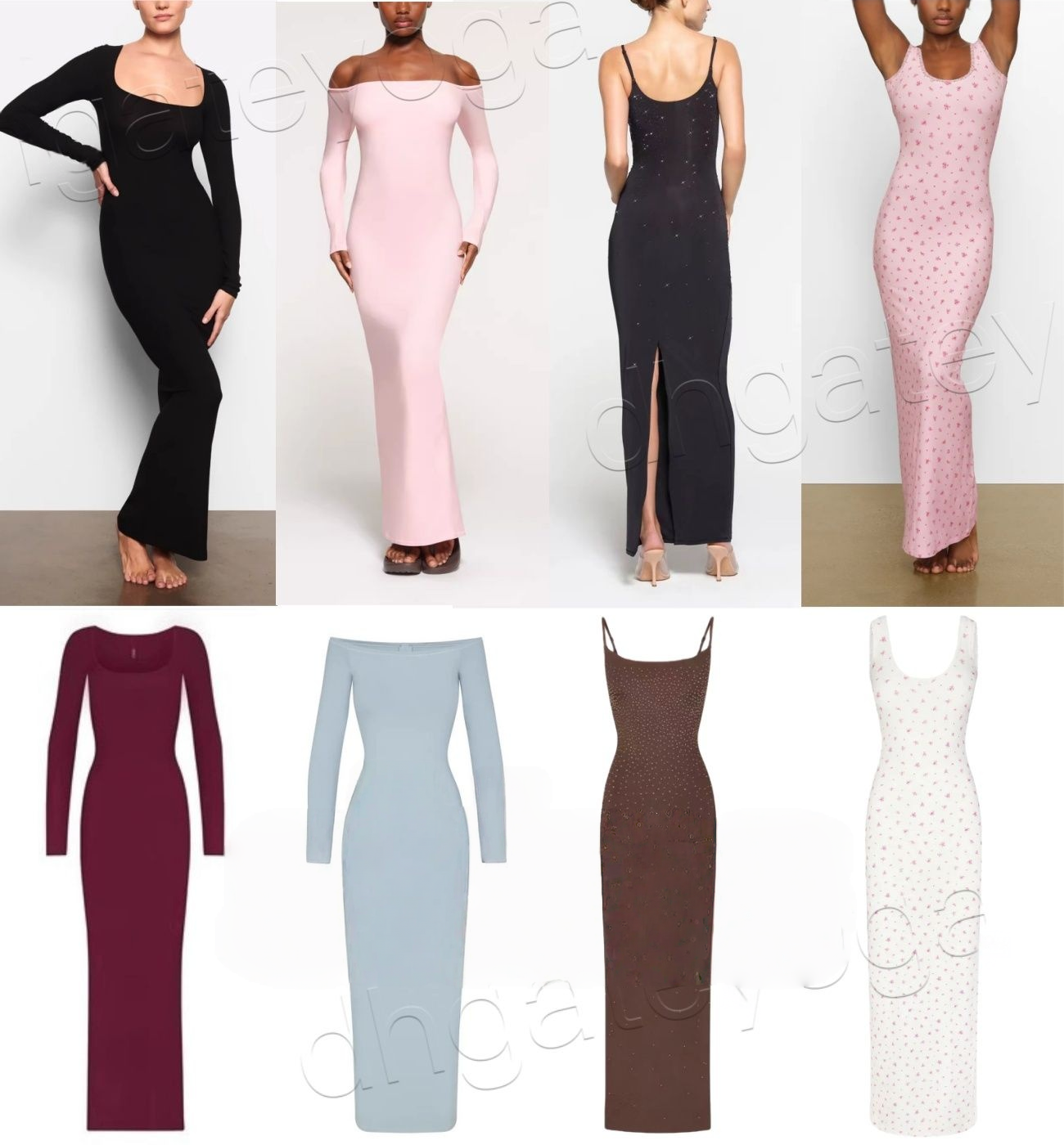 loungewear set Pure desire spicy girl slimming effect full buttocks elegant collar long sleeves sleeveless halter style V-neck one-shoulder dress long skirt