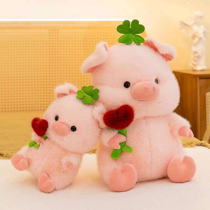 1pc 25cm/9.84in Pig cartoon bow hug flower pig children sleeping pillow doll spot plush toys Y260128