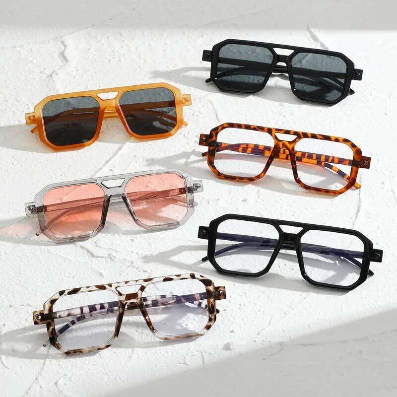 Brand Designer Square Sunglasses Women Men Shades Sun Female Fashion Rectangle Rivet Glasses Oculos De Sol H260129