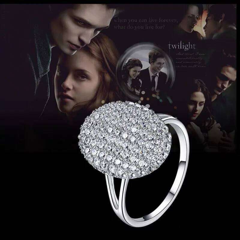 Authentic S925 sterling silver set with diamond Twilight Breaking Dawn Bella engagement wedding ring Fashion jewelry gift C260129