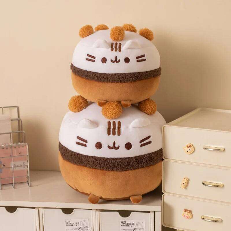 Kawaii Chocolate Fat Plush Toy Stuffed Animal Pillow Ice Cream Cat Creative Gift Kids Birthday Gifts Sofa Decor Y260128