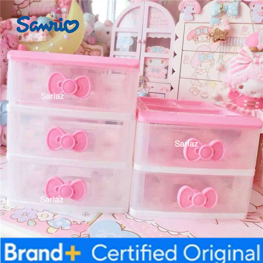 Sanrio Kawaii Pink Desktop Plastic Drawer, Pen Holder, Student Cosmetic Storage Box, Home Organizer Container H260129