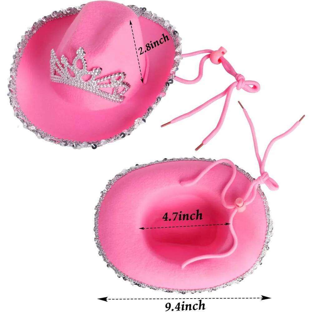 Pet Cowboy Accessory Set Dog Size Pink Cowgirl Princess Hat for Cat Puppy Western Costume Daily Wearing 26H0129