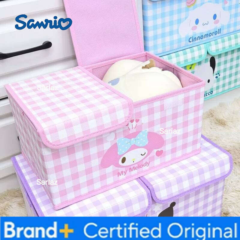 Sanrio Kawaii cartoon Hello kittykuromiMy melody dormitory underwear double-cover partition storage box wardrobe foldable H260129 H260129