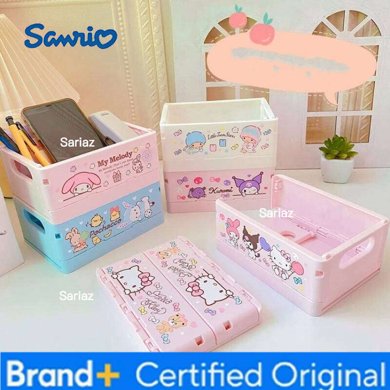 Sanrio Desk Hello Kitty Basket Chibawa Foldable Stackable Cosmetic Organizer Girl's Desktop Storage Box H2601291