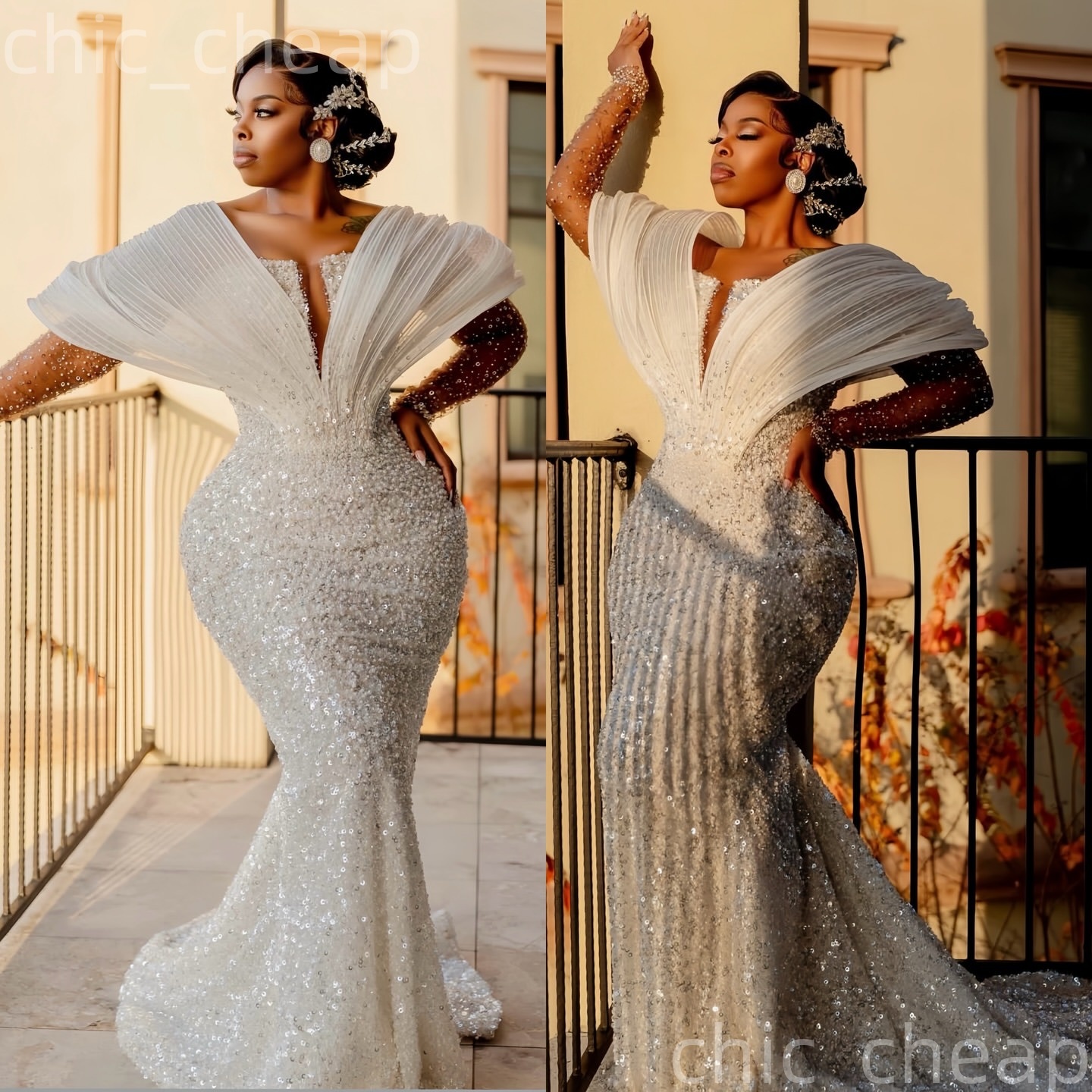 Aso Ebi Ivory Mermaid Prom Dresses 2026 Pearls Beaded Portrait Sequined Evening Formal Party Second Birthday Engagement Gowns Plus Size Dress For Spec