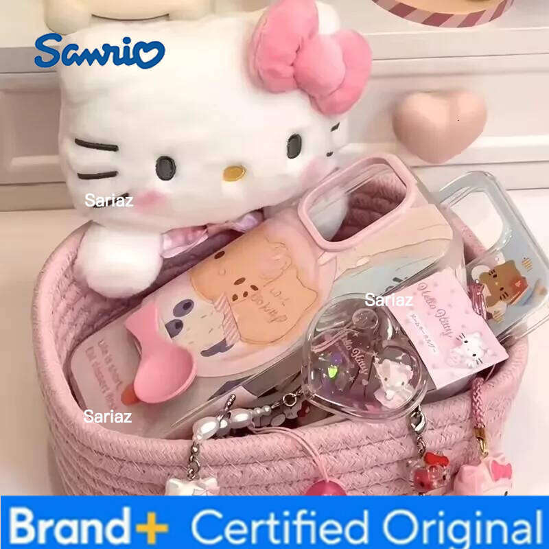 Sanrio Japanese Kawaii Hello Kitty Basket Cute Harajuku Charm Cosmetics Toys Storage Box Bedroom Decoration Birthday Gift Pink H260129