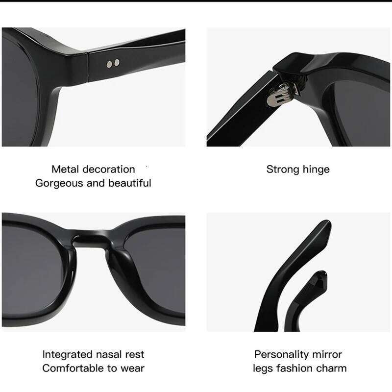 JNPCXI Retro Rivets Polarized Men Round Sunglasses Fashion Black Blue Trending Shades UV400 Women Clear Frame H260129
