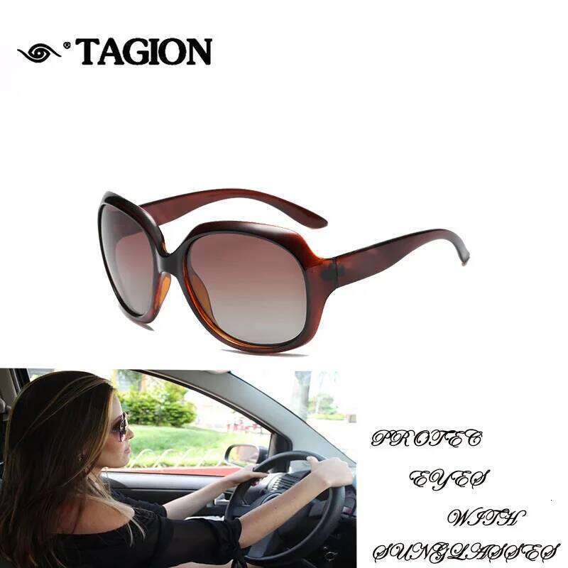 Polarized women new fashion trendy black women's glasses driving large frame round face vintage sunglasses H260129