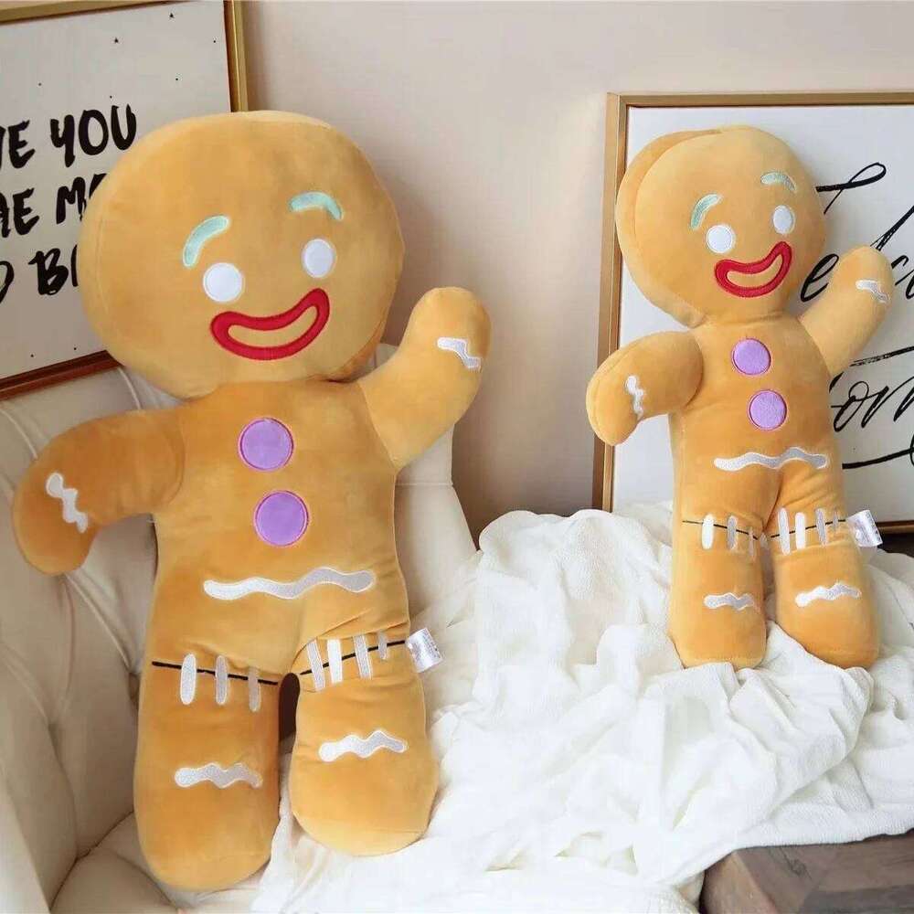 Adorable Gingerbread Plush Toy Soft Stuffed Biscuit Doll Cookie Man with Smile Face Plushies Cute Gift Girl Christmas Decor Y260128