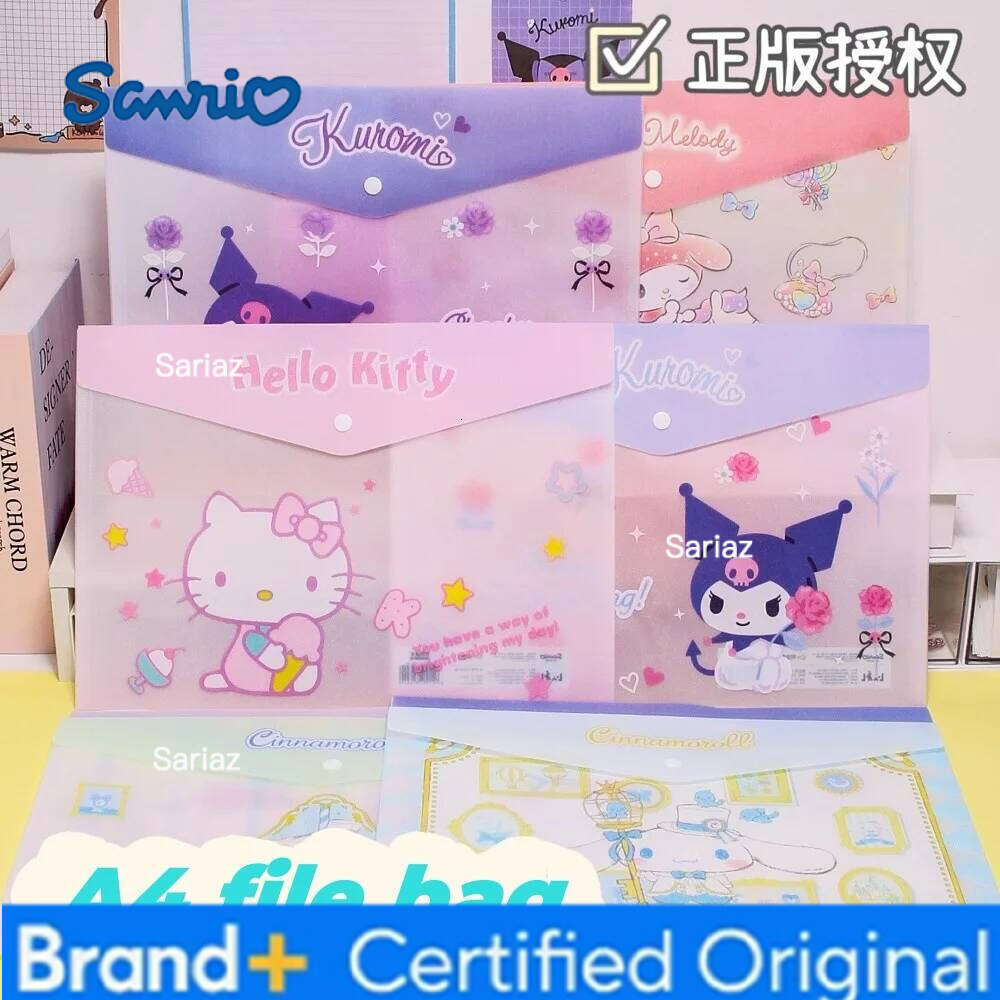 Sanrio cartoon folder snaps a4 kuromi hello kitty my melody student special test book Yugui dog file bag cute Korean stationery H260129