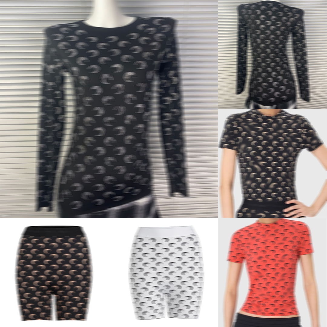 Designer Womens Shirts Moon Graphic Printed Short Sleeve Rhinestone Decoration Long Sleeve T-shirts Womens Fashion Tight-fitting Leggings