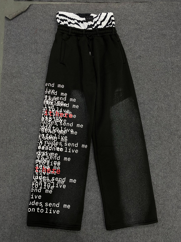 Men's Pants Goth Harajuku Double Layer Elastic Waistband Men Hip Hop Letter Print Y2k Cargo Joggers Loose Casual Sweatpants